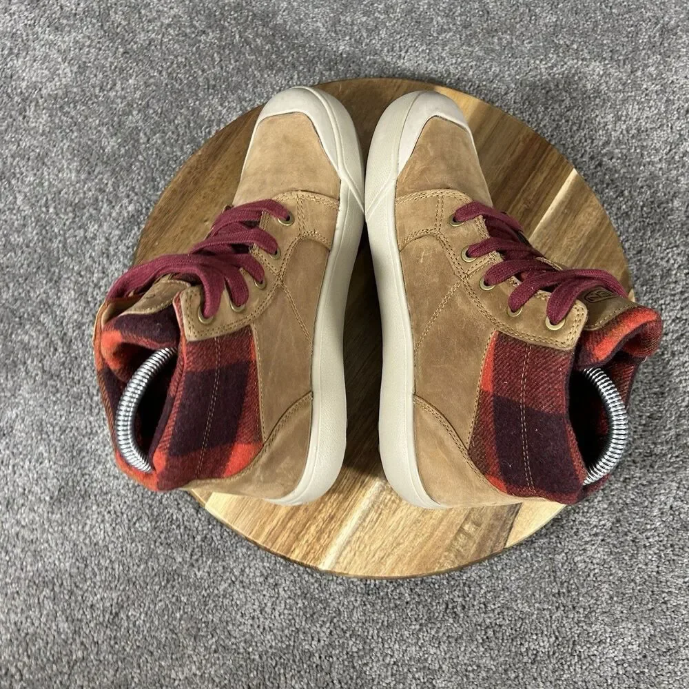 Keen Elena Mid Women’s Size 5 Brown Leather Red Plaid Casual Winter Shoes Used